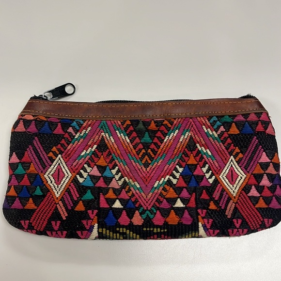 Nena & Co. smaller zip up cotton bag with leather trim - Picture 2 of 7